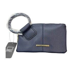 Mia K. Collection Navy Blue Luna Wristlet Clutch Pebbled Vegan Leather